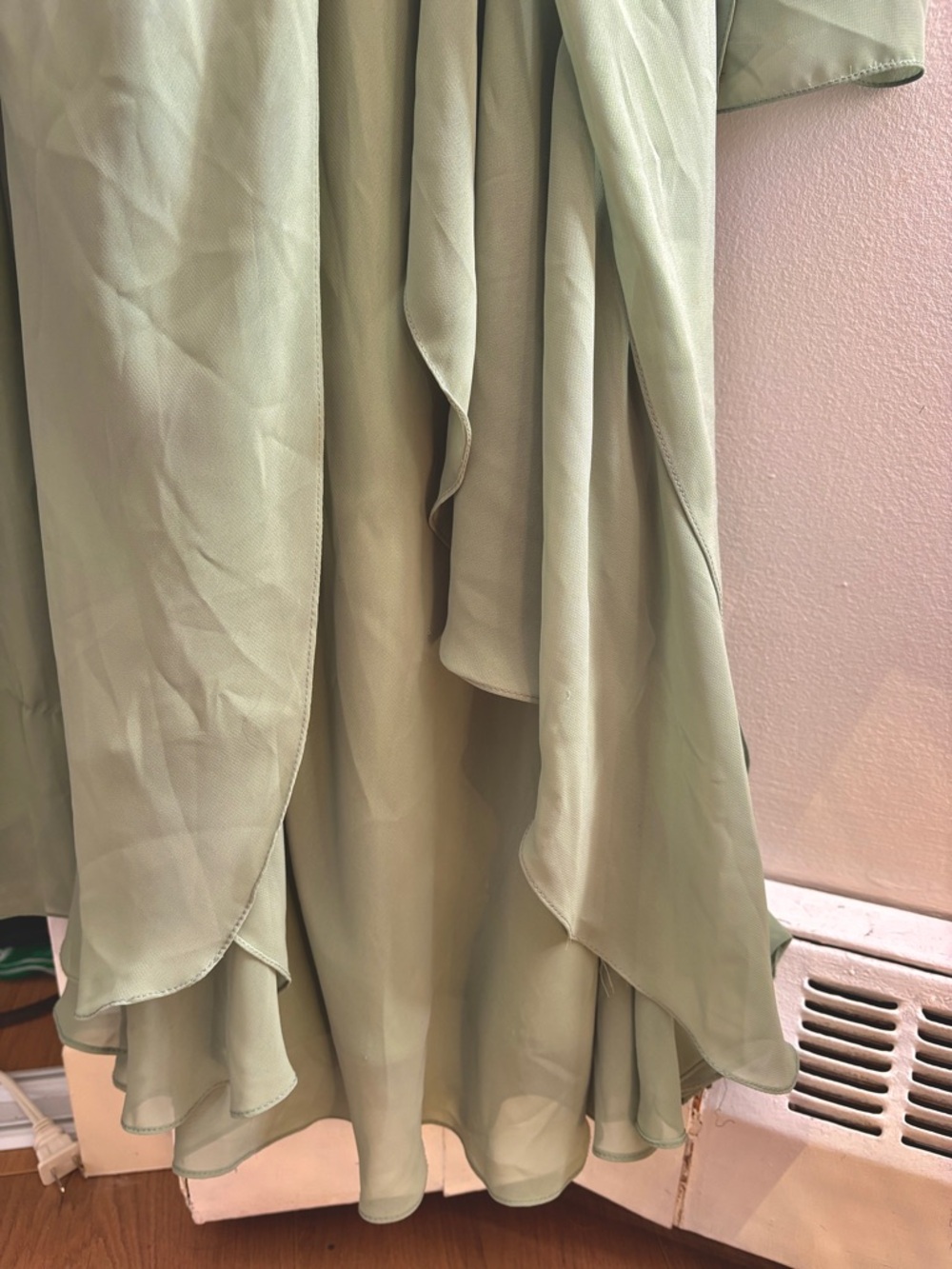 Elegant Sage Green Slip Dress with Draped Bodice - Picture 6 of 7